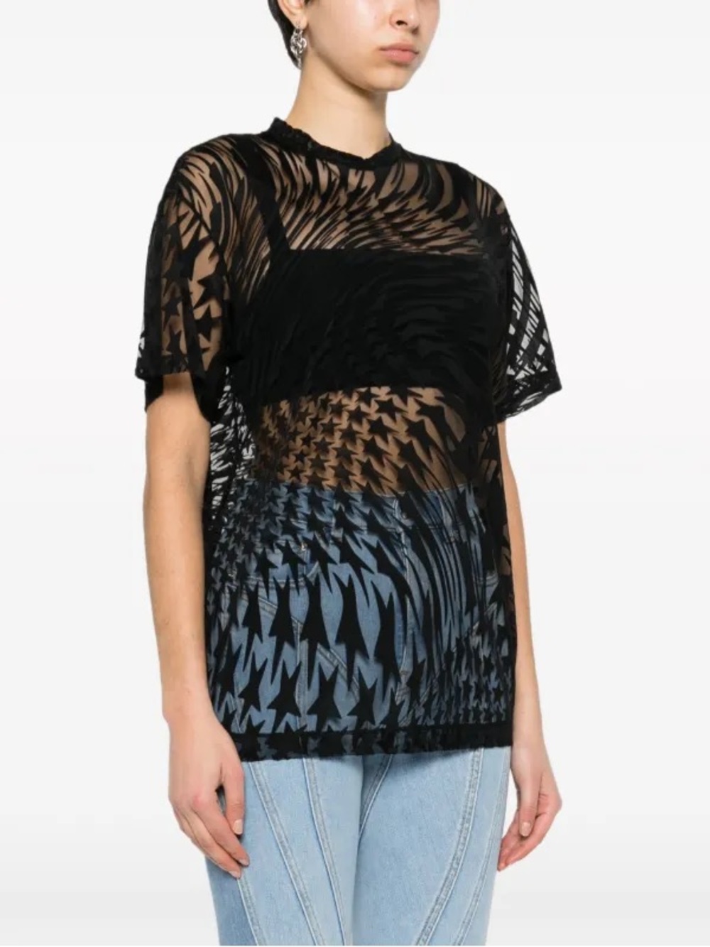 MUGLER flocked-print T-shirt